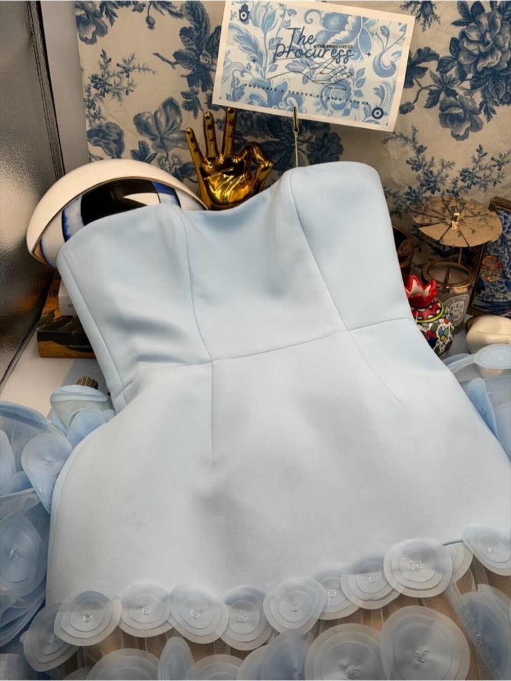 🆕 BRONX & BANCO 🧿 NWOT Harper Strapless Gown, Powder Blue - Sz XS US 2 - Picture 13 of 15